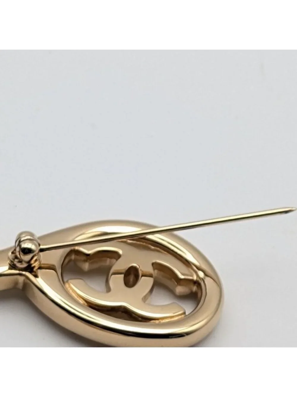 Chanel Brooch CC Logo Scissors Gold Rhinestone